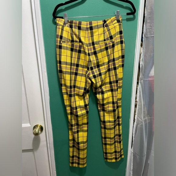 Zara Black Yellow Plaid Straight Leg Pants Small - Picture 3 of 4